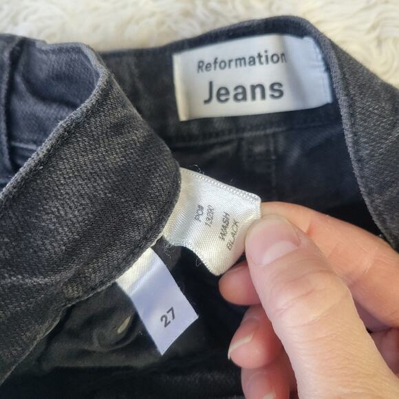 Reformation Button Fly Skinny Jeans Black 27 - Picture 8 of 8